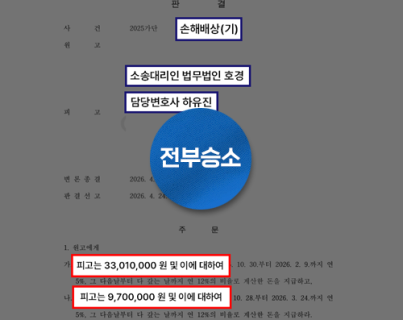손해배상 책임 인정되어 4,271만원 전액 지급 판결된 사건 실제 승소 이미지